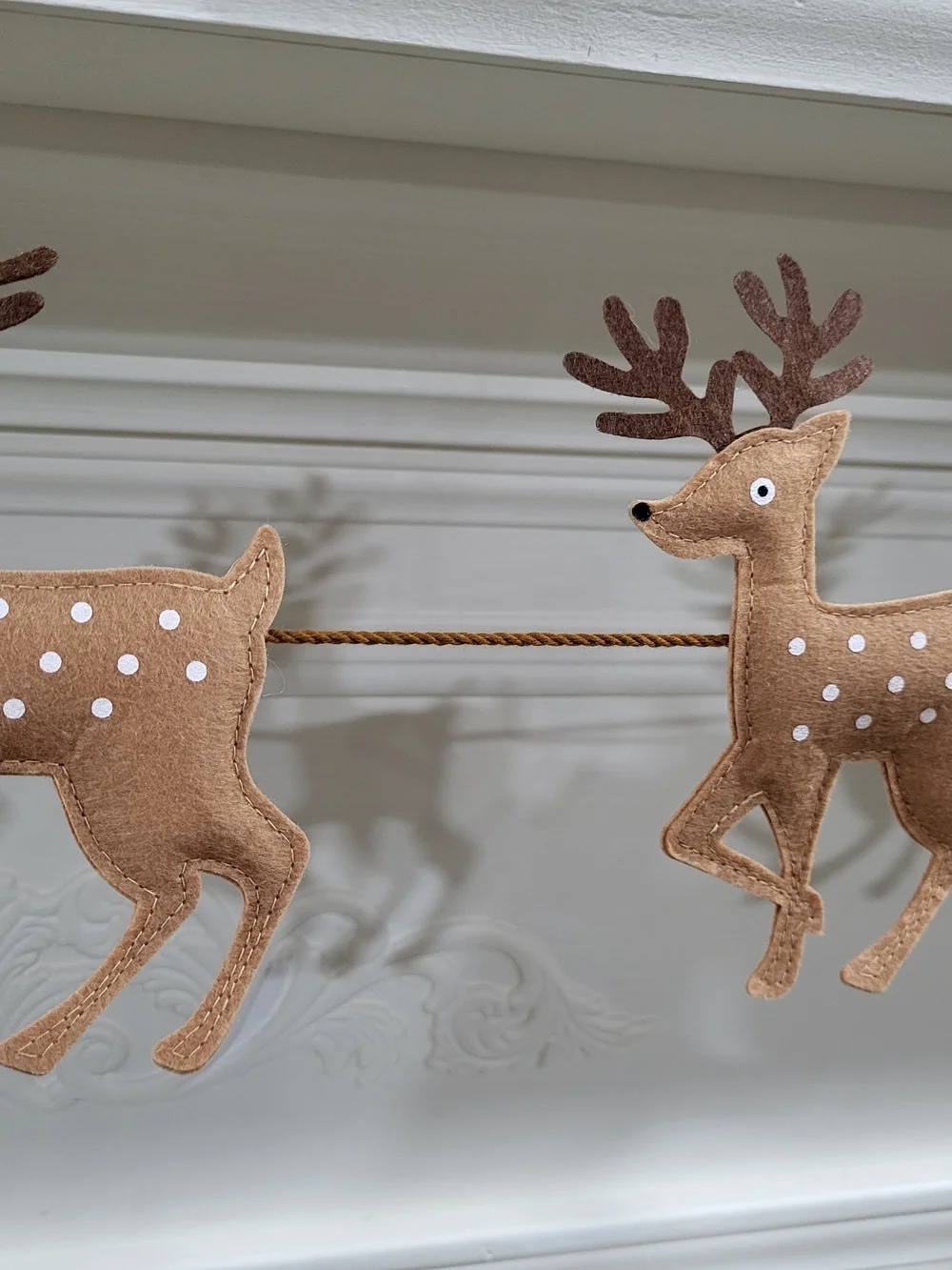 Brown Reindeer Holiday Garland - Felt Mantel Decor